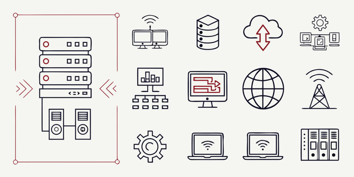 a collection of computer and network related icons Vector
