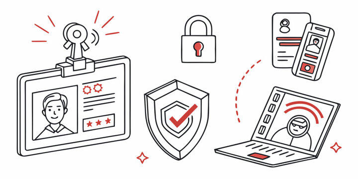 a group of security icons for identity verification Vector