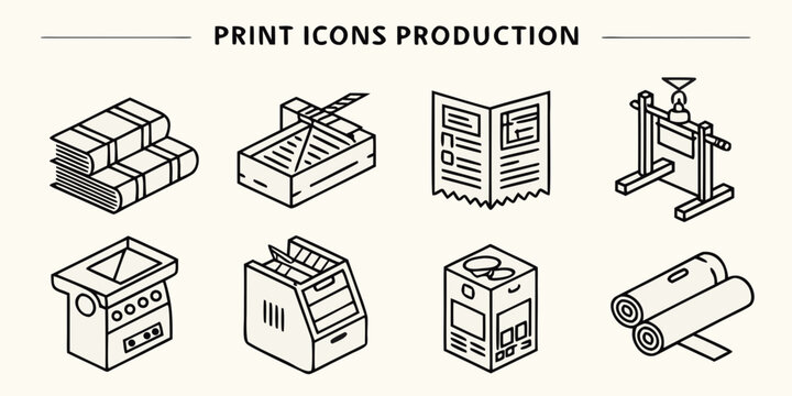 a collection of various printing machines Vector