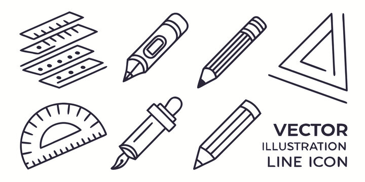 a set of school stationery objects Vector