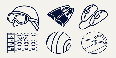 a collection of swimming and water polo sports icons Vector © RABBY MIA