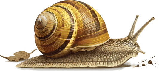 Realistic Snail Illustration with Detailed Spiral Shell and Natural Texture for Wildlife and Nature Designs. © EdGe Creative