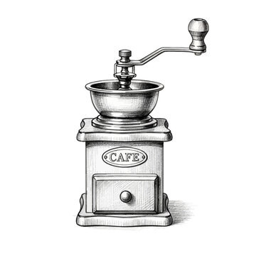 Vintage manual coffee grinder with 'Cafe' label