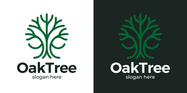 Simple oak tree logo design vector illustration
