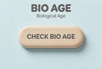 Engaging biological age concept with interactive button inviting users to check their biological age representing health measurement and personal wellness journey