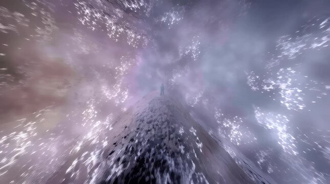 Abstract swirling vortex of light and shadow creates a mesmerizing tunnel effect evoking mystery transformation and a sense of otherworldly travel or discovery