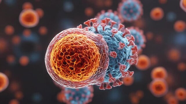 Realistic animation of Immune system attack to virus