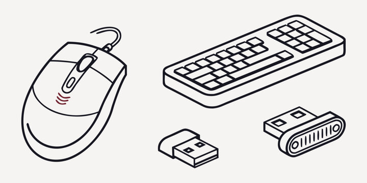 computer mouse and keyboard with usb connectors Vector