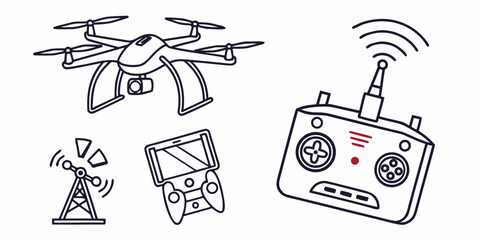 a drone and its remote control with propeller Vector © RABBI