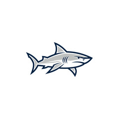 Fototapeta premium A stylized illustration of a fierce-looking shark with sharp fins and teeth, depicted in a dynamic pose.