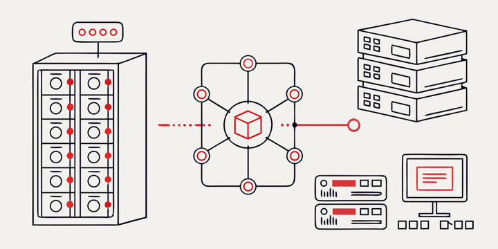 network server and storage system with a computer and a switch Vector