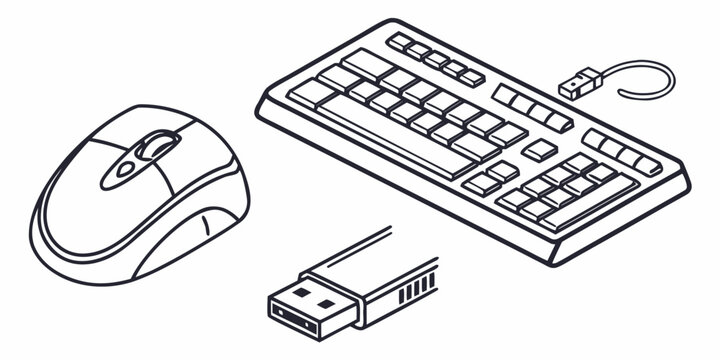 computer mouse keyboard and receiver Vector