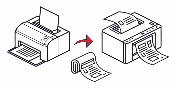 a printer and scanner in a conversion process Vector