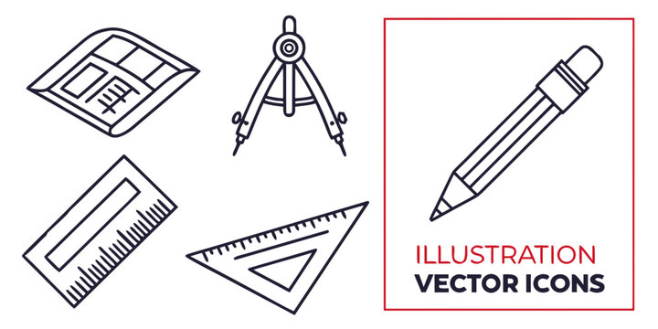 a set of drawing tools for architecture Vector