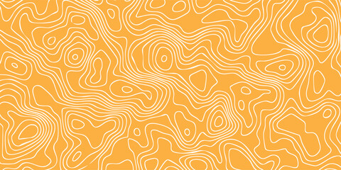 Abstract elevation line pattern background, warm orange surface with flowing red geographic isolines, modern terrain illustration vector. © maseh