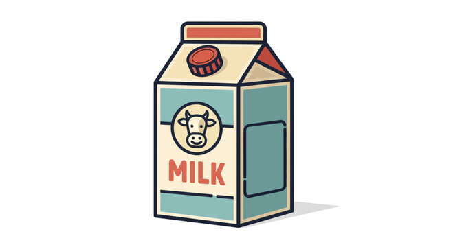 Cartoon milk carton with cow logo and cap