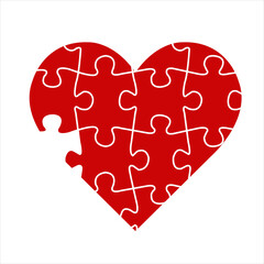 red puzzle heart