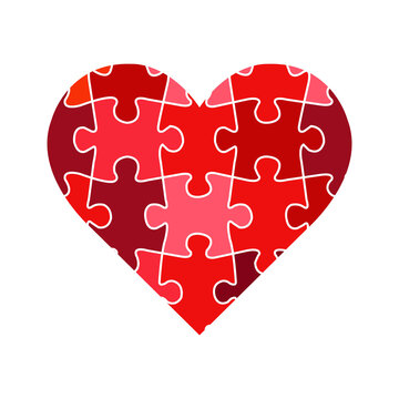 Red Heart Form Puzzles Isolated And White Background_8_260310