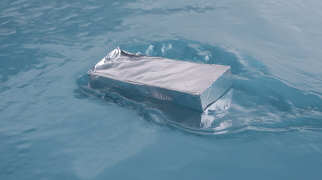 Rectangular metal sheet acquiring a shiny silver coating in blue solution. safety posters, maintenance manuals, designed for industrial assembly lines and welding operations.