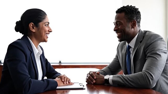 Professional business meeting between colleagues in modern office
