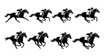 Naklejka premium Horse Racing Silhouette - Equestrian Sport Horse Riding