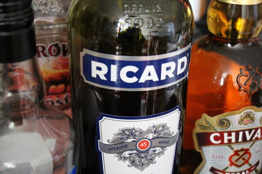 Bottle of Ricard, a pastis aperitif