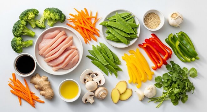Fresh Ingredients for a Healthy Stir-Fry Meal Preparation.