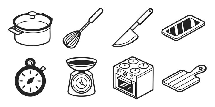 kitchen utensils and baking tools Vector