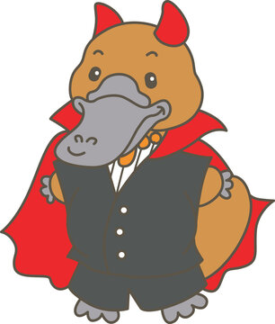 Cute set of platypus sticker with activity. Platypus 