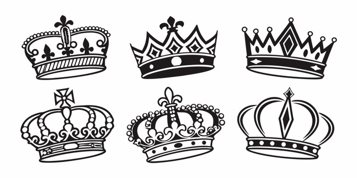 six different crowns in various styles and designs Vector