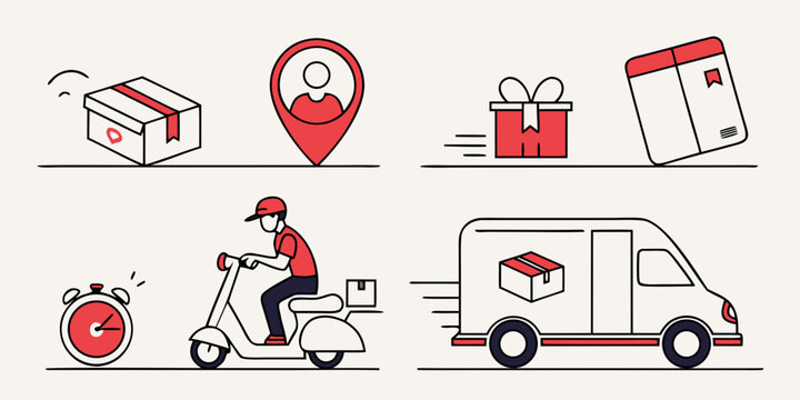 delivery services with various transportation modes Vector