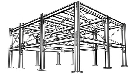 Detailed Steel Structure Illustration for Engineering and Construction. © wiwit