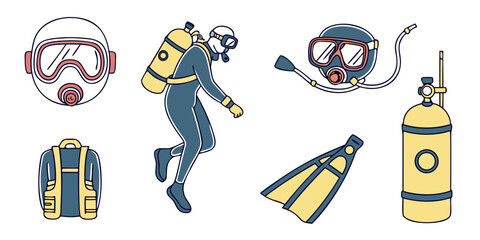 scuba diving equipment set Vector © rabby