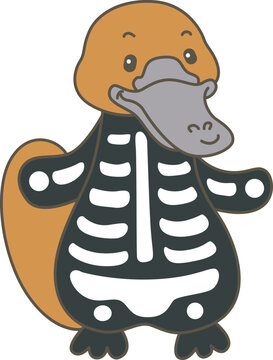Cute set of platypus sticker with activity. Platypus 