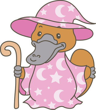 Cute set of platypus sticker with activity. Platypus 