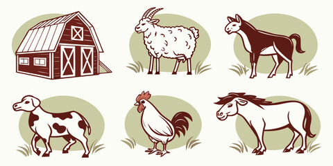 farm animals and a barn Vector © rabby