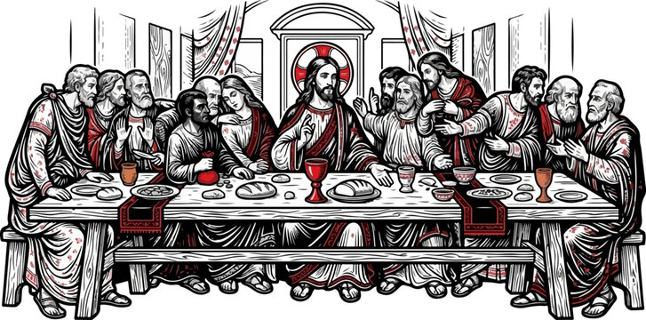 Modern Bold Last Supper Religious Vector Illustration