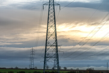 Electricity pylon and nature, real life photo