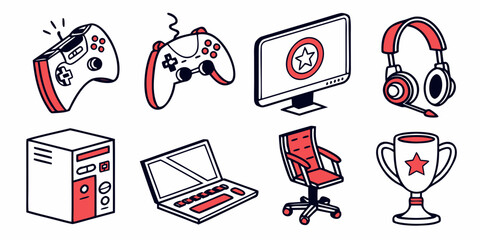 a collection of gaming accessories and computer equipment Vector © Rabbi