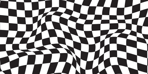 Obraz premium A classic black and white checkerboard pattern with alternating squares creating a simple, repeating geometric grid.
