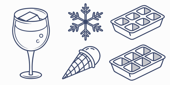 a glass of white wine with ice cubes and ice cream Vector