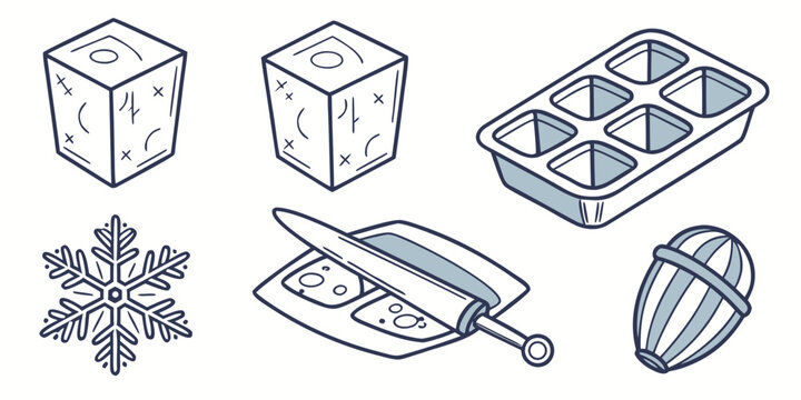 a collection of ice cube related objects Vector