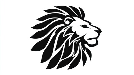 Obraz premium Black and white graphic of a regal lion head in profile