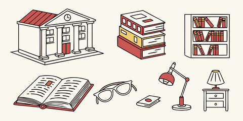 a collection of office furniture and supplies Vector © Rabbi