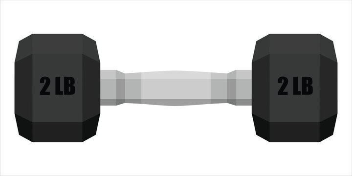 Dumbbell hexagon shape, isolated on white background. Dumbbell icon