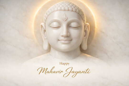 Tirthankar Lord Mahavir statue with golden aura celebrating Mahaveer Jayanti Jain festival spiritual devotion