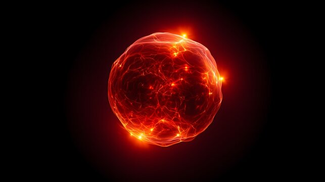 Red and orange glowing light sphere on black background