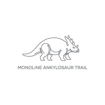 Monoline Ankylosaur Dinosaur Minimalist Line Art Logo