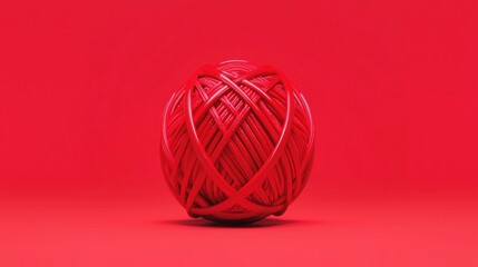 A 3D rendering of a red ball with a twisted pattern.