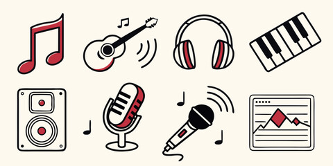 a collection of music icons and symbols Vector © rabi